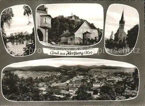 Herzberg Harz Gesamtansicht Kirche Strassenpartie Postamt / Herzberg am Harz /Osterode Harz LKR