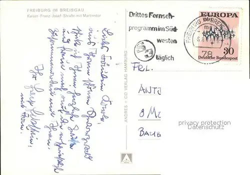 Freiburg Breisgau Kaiser Franz Joseph Str. Martinstor Kat. Freiburg im Breisgau