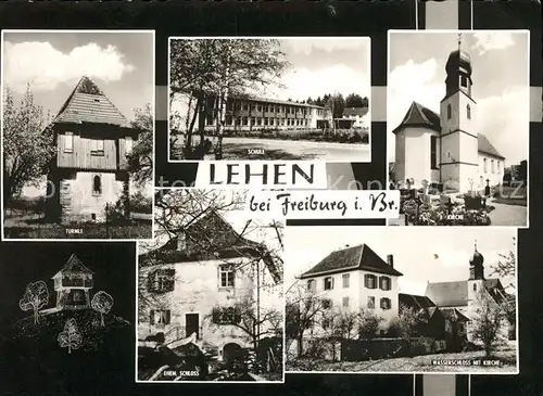 Lehen Freiburg Schule Wasserschloss Turme Kirche Kat. Freiburg im Breisgau