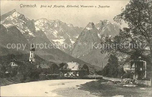 Garmisch-Partenkirchen Panorama mit Alpspitze Hoellenthal Waxenstein Zugspitze / Garmisch-Partenkirchen /Garmisch-Partenkirchen LKR