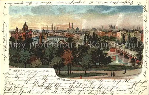 Muenchen Panorama mit Bruecke vom Maximilianeum Kat. Muenchen