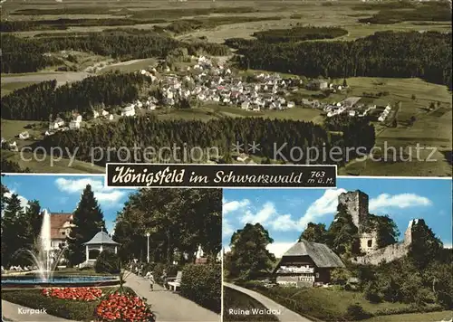 Koenigsfeld Schwarzwald Fliegeraufnahme Kurpark Ruine Waldau Kat. Koenigsfeld im Schwarzwald