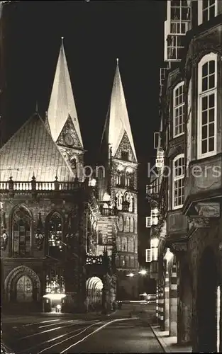 Bremen Marktplatz bei Nacht Kat. Bremen