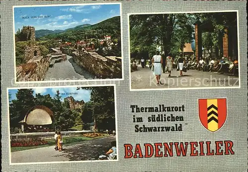 Badenweiler Blick von Burg Kurpark Wappen Kat. Badenweiler