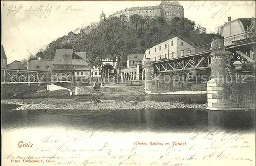 Greiz Thueringen Oberes Schloss mit Tunnel Bruecke Kat. Greiz