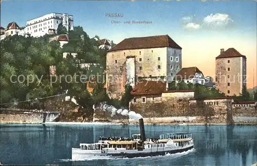Passau Ober  u. Niederhaus Dampfer Kat. Passau