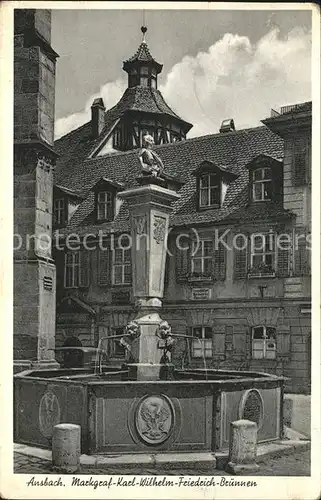 Ansbach Mittelfranken Markgraf Karl Wilhelm Friedrich Brunnen Kat. Ansbach