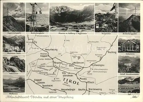 Pfronten Landkarte Bergstation Aggensteingipfel Falkenstein Kat. Pfronten