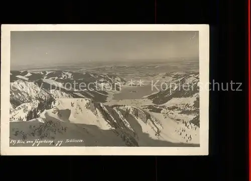 Neuhaus Schliersee Panorama Blick vom J?gerkamp gegen Schliersee Rotwandhaus Bergh?tte Bayerische Voralpen Kat. Schliersee