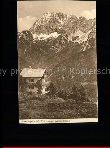 Mittenwald Bayern Kranzberghaus Bergwirtschaft gegen Woerner Berghuette Wettersteingebirge Kat. Mittenwald