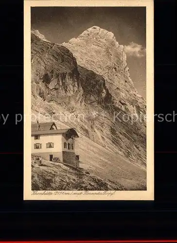 Garmisch Partenkirchen Knorrhuette mit Brunntalkopf Schutzhuette Alpenverein Wettersteingebirge Kat. Garmisch Partenkirchen