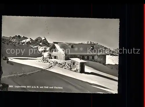 Toedi Leglerhuette mit Toedi und Clariden Alpenverein Schutzhuette Glarner Alpen Kat. Toedi