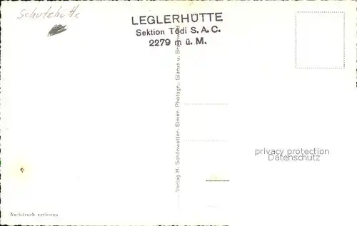 Toedi Leglerhuette mit Toedi und Clariden Alpenverein Schutzhuette Glarner Alpen Kat. Toedi