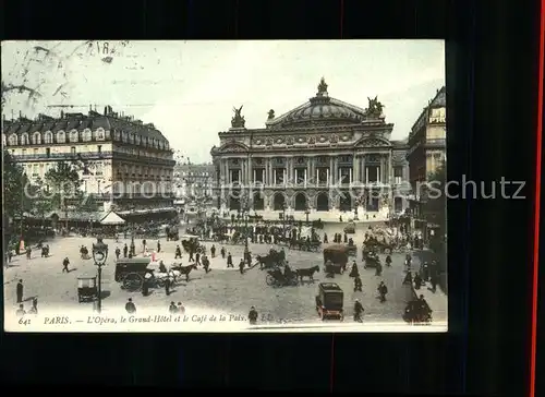 Paris Opera Grand Hotel et Cafe de la Paix Pferdedroschke Automobil Kat. Paris