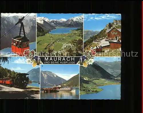 Maurach Tirol Rofanseilbahn Erfurterhuette Achenseebahn Zug Faehre Anleger Seespitz Eben Alpenpanorama Kat. Eben am Achensee