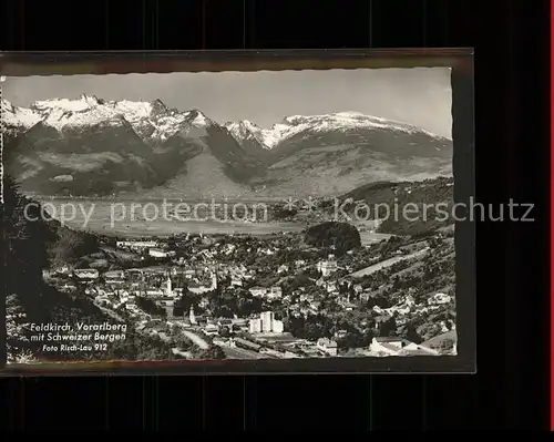 Feldkirch Vorarlberg Gesamtansicht mit Schweizer Bergen Alpenpanorama Kat. Feldkirch