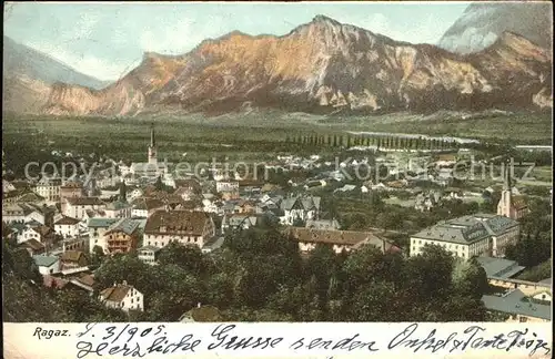 Bad Ragaz Gesamtansicht mit Alpenpanorama Kat. Bad Ragaz