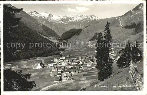 Sedrun Blick ins Tavetschertal Alpenpanorama Kat. Sedrun