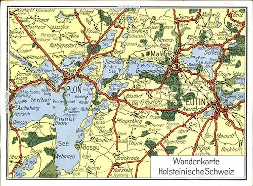 Eutin Wanderkarte Holsteinische Schweiz Ploener See Kat. Eutin