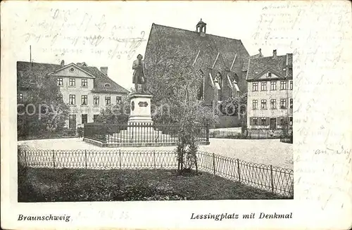 Braunschweig Lessingplatz mit Denkmal Kat. Braunschweig