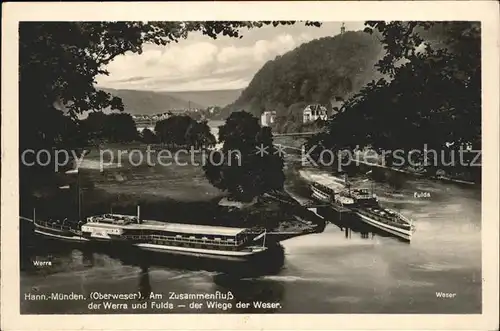 Hann. Muenden Partie am Zusammenfluss der Werra u.Fulda Kat. Hann. Muenden