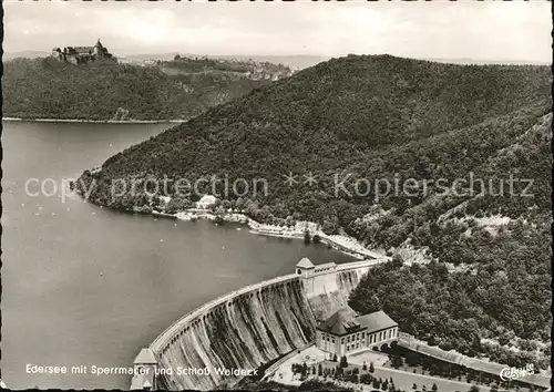 Edersee Sperrmauer u.Schloss Waldeck (Stempel) Kat. Edertal