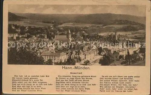 Hann. Muenden mit Text vom Weserlied Kat. Hann. Muenden