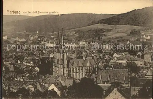 Marburg Lahn Blick von der Schlossterrasse Kat. Marburg