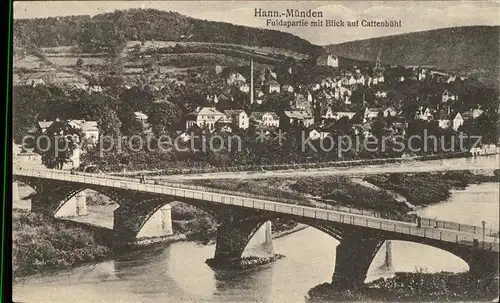 Hann. Muenden Partie an der Fulda mit Blick auf Cattenbuehl (Feldpost) Kat. Hann. Muenden