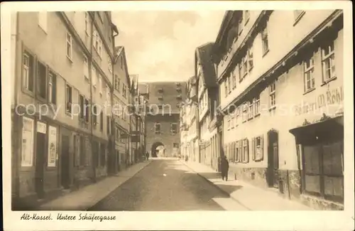 Kassel Alt Kassel Untere Schaefergasse mit Baeckerei rechts Kat. Kassel