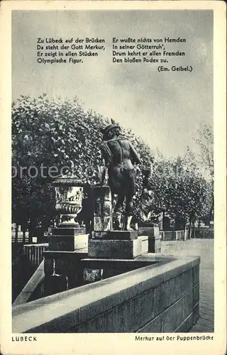 Luebeck Merkur auf der Puppenbruecke Gedicht Em. Geibel Kat. Luebeck