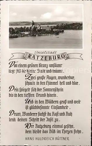 Ratzeburg Inselstadt Domhalbinsel Naturpark Lauenburgische Seen Gedicht Hans Huldreich Buettner Kat. Ratzeburg