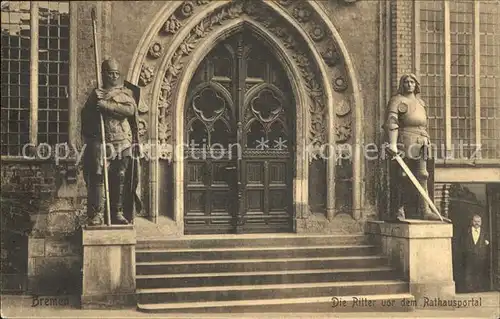 Bremen Die Ritter vor dem Rathausportal Skulptur Kat. Bremen