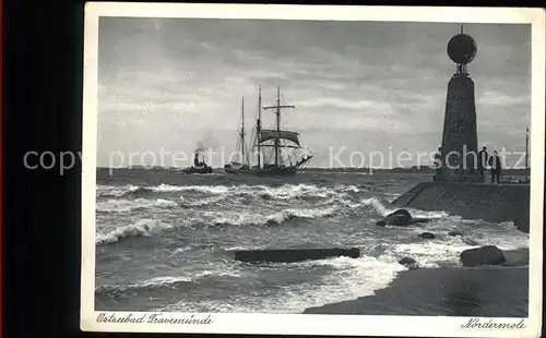 Travemuende Ostseebad Nordermole Segelschiff Dampfer / Luebeck /Luebeck Stadtkreis