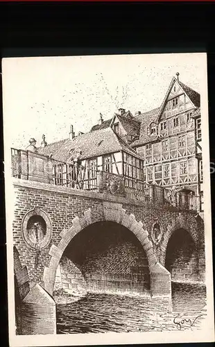 Hannover Hannoversche Baudenkmaeler Bruecke Kuenstlerkarte Zeichnung nach Original von F. O. Goy Kat. Hannover