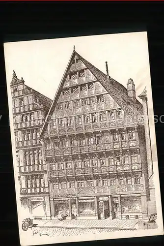 Hannover Hannoversche Baudenkmaeler Fachwerkhaus Kuenstlerkarte Zeichnung nach Original von F. O. Goy Kat. Hannover