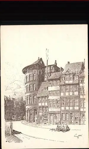 Hannover Hannoversche Baudenkmaeler Altstadt Fachwerkhaus Kuenstlerkarte Zeichnung nach Original von F. O. Goy Kat. Hannover