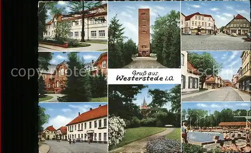Westerstede Kreisamt Krankenhaus Peterstrasse Wasserturm Park Marktplatz Hoessenbad Schwimmbad Kat. Westerstede
