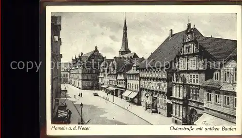 Hameln Osterstrasse mit antiken Bauten Stadt der Rattenfaengersage Kat. Hameln