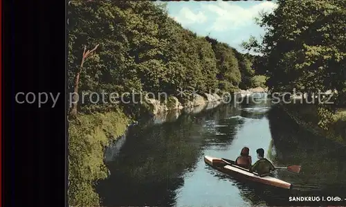 Sandkrug Oldenburg Partie am Fluss Paddelboot Kat. Hatten