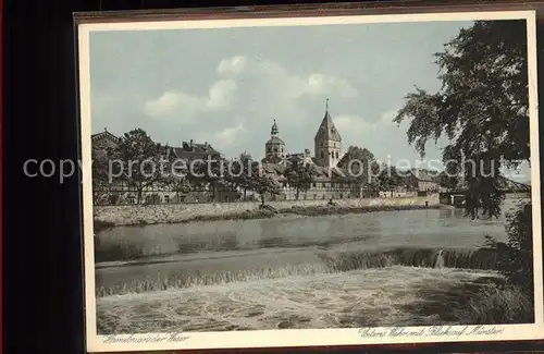 Hameln an der Weser Unteres Wehr Muenster Kupfertiefdruck Kat. Hameln