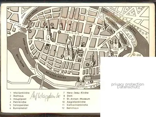 Luebeck Renaissance Rathaustreppe Stadtplan Altstadt Aufklappkarte Kat. Luebeck