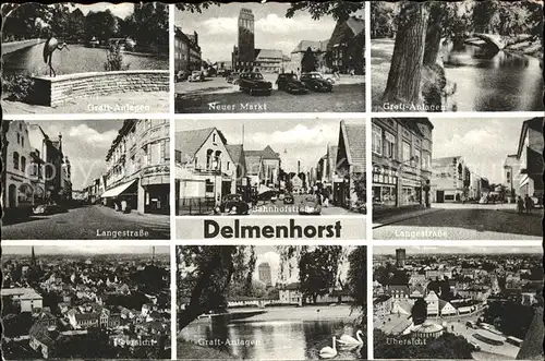 Delmenhorst Graft Anlagen Schwan Storch Markt Wasserturm Langestrasse Bahnhofstrasse Kat. Delmenhorst