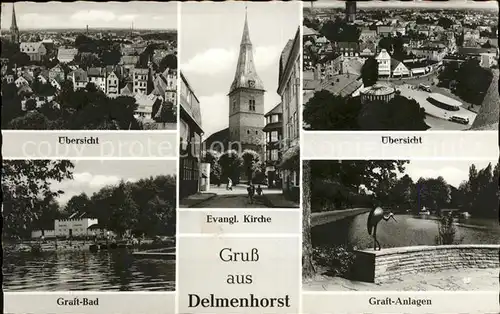 Delmenhorst uebersicht Graft Bad Anlagen Storch Evangelische Kirche Kat. Delmenhorst