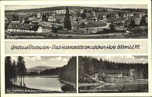 Hahnenklee Bockswiese Harz Bockswiese Jugendherberge Teich Bocksberg Restaurant Auerhahn Badeanstalt Kuttelbacher See Kat. Goslar