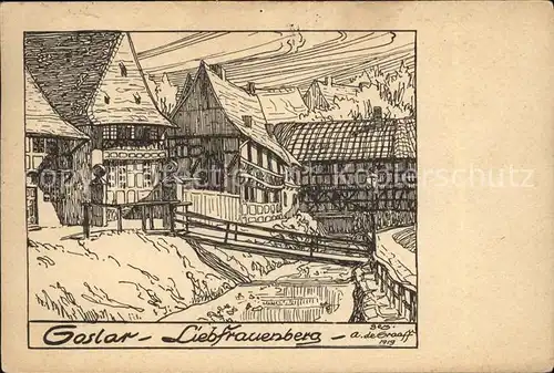 Goslar Liebfrauenberg Zeichnung A. de Graaf Kat. Goslar