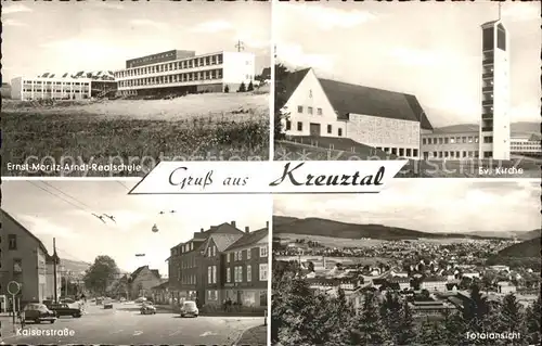 Kreuztal Westfalen Ernst Moritz Arndt Realschule Evangelische Kirche Kaiserstrasse Totalansicht Kat. Kreuztal