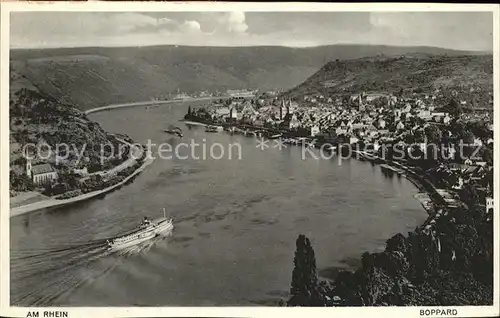 Boppard Rhein Fliegeraufnahme Rhein Dampfschiff Kat. Boppard