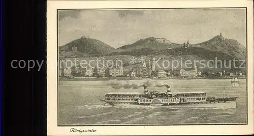Koenigswinter mit Dampferschiff auf dem Rhein Kat. Koenigswinter