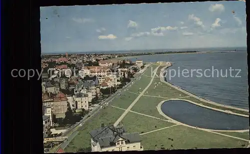 Cuxhaven Nordseebad Seefront mit Blick zur Kugelbake Kat. Cuxhaven